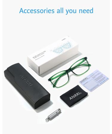 ANRRI Blue Light Blocking Glasses - Lightweight Anti-Eyestrain Eyeglasses for Men & Women - Clear Green Frame - Buy Online on GoSupps.com