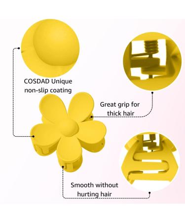 COSDAD 6PCS Large Flower Claw Clips - Non Slip Matte Hair Clips for Women - Big Strong Hold Dasiy Hair Accessories - Sturdy & Cute - 6 Colors - Buy Online on GoSupps.com