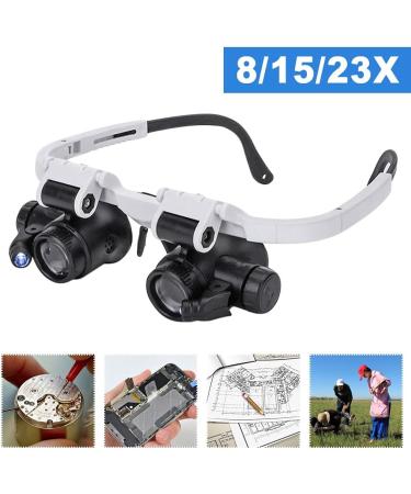 8X/15X/23X LED Magnifier Glasses Two LED Lights Adjustable LED Lamp Head Magnifying Glasses Household Tools - Buy Online on GoSupps.com