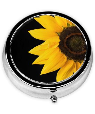 Wild Flower Sunflower Mini Round Pill Box | 3 Compartment Travel Organizer | Portable Medicine Case for Home & Office - Buy Online on GoSupps.com