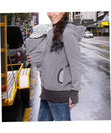 SouiWuzi Maternity Baby Carrier Hoodie | Kangaroo Jacket Coat Sweatshirt for Women | Gray Maternity Baby Wearing Jacket - Buy Online on GoSupps.com