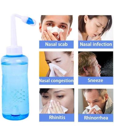 Nose Nasal Wash System Pot Sinus Allergies Relief Rinse 500mL New Blue Equipment Neti Plastic V1A3 Adults Children - Buy Online on GoSupps.com