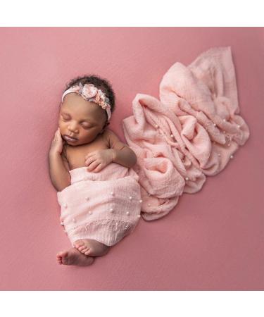 Newborn Photography Props Bundle: 4 PCS Handmade Knit Wrap Blankets Swaddle with Pearl Decor & Headbands - Snow Powder/Purple Gray - Buy Online on GoSupps.com