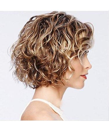 BGHJUE Short Curly Hair Wigs - Fluffy Gold Brown Mixed Color Pear Flower Roll | Trendy Fashion Accessory - Buy Online on GoSupps.com