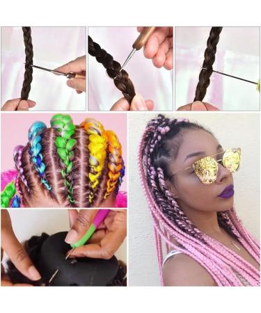 Latch Hook Crochet Needle Set - 10 Pieces Include 2 Wooden Bent Hooks and 8 Plastic Curl Needles for Braid Hair and Carpet Making - Ideal for Kids and Adults - Buy Online on GoSupps.com