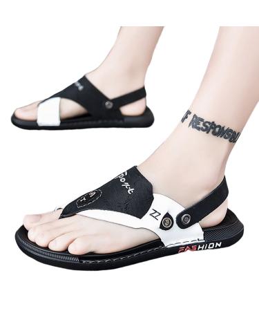 Lfzhjzc Bunion Corrector Sandal Comfortable Pu Leather Foot Correction Flip Flops Sandals for Bunions for Beach Travel (Color : Black Size : 9.5) 9.5 Black