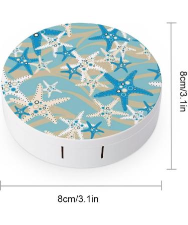 Ocean Starfish Round Case For Contact Lens Kit Storage Box with Mirror Printed - Buy Online on GoSupps.com