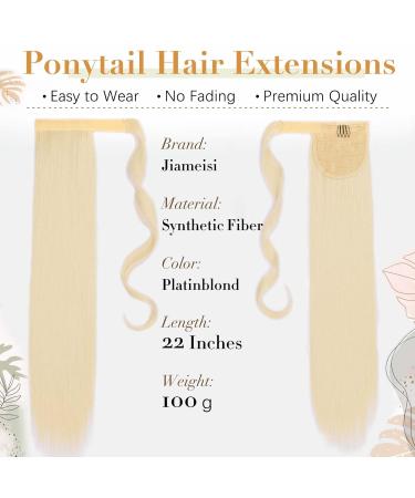 22-Inch Platinum Blonde Long Straight Ponytail Extension - Magic Paste Wrap Around 110g Synthetic Hair - Buy Online on GoSupps.com