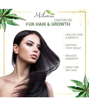 Milania Organic Castor Oil - 100% Pure Cold-Pressed Beauty Serum for Eyelash & Eyebrow Growth - Natural Hair Conditioner - 16 Fl Oz - Buy Online on GoSupps.com