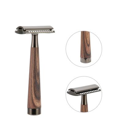 Udavivi Double Edge Safety Razor | Zinc Alloy Manual Razor with Wooden Handle | Reusable & Eco-Friendly for Men - Buy Online on GoSupps.com