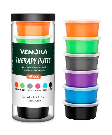 Therapy Putty for Kids and Adults - Resistant Theraputty for Hand Therapy Kit - Stress Relief Exercise Putty - Set of 6 Strengths - 3 Ounces Per Putty