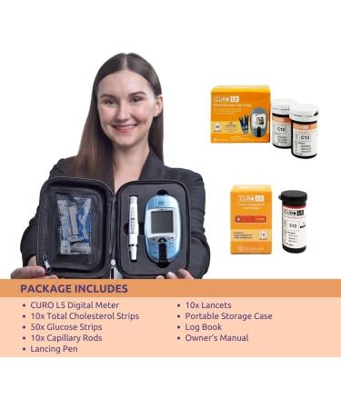 Home Cholesterol and Glucose Self Test Kit with 10 Total Cholesterol Test Strips + 50 Glucose Test Strips - Buy Online on GoSupps.com
