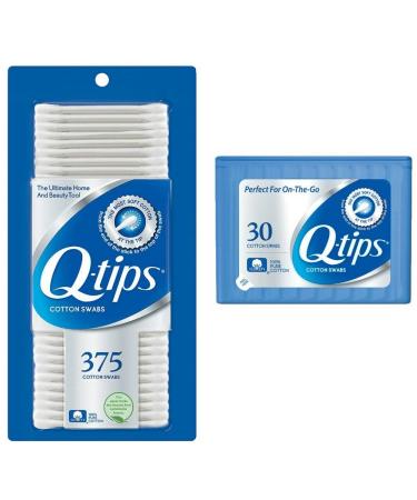 Q-tips Cotton Swabs, 375 ct and Travel Holder Case for a Purse