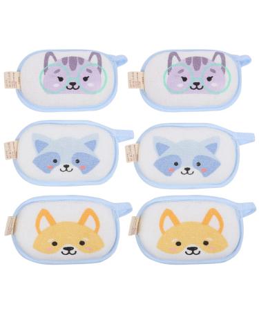 Lurrose 6Pcs Baby Bath Sponge Cartoon Animal Absorbent Exfoliating Shower Sponge Ultra Soft Foam Body Scrubber for Kids Toddler Boys Girls Mixed Pattern