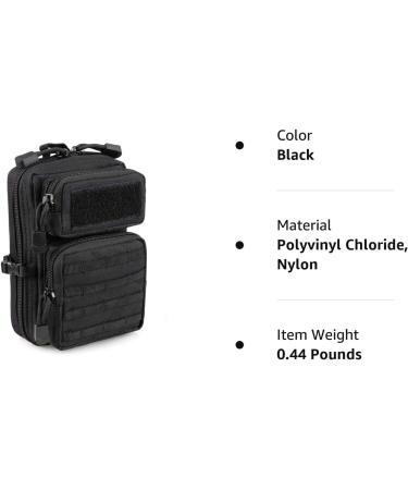 LIVANS Tactical Molle Utility Pouch - EDC Tool & Phone Holder | Mini Waist Pack for Medical & IFAK | 3-Day Assault Backpack Accessory - Black - Buy Online on GoSupps.com