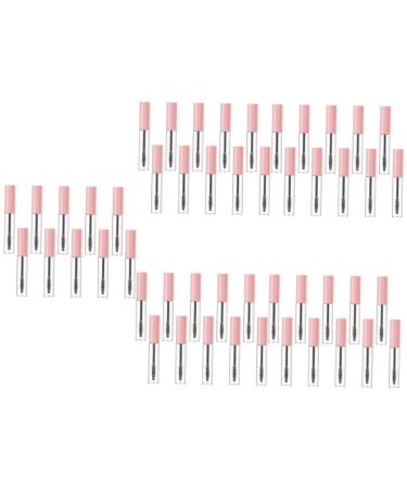 BIUDECO 50 Pcs Mascara Empty Tube Lip Gloss Tubes Bottle Clear Eyelash Mascara Glossy Lip Stain Plastic Pink