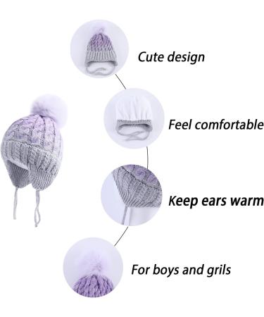 LANGZHEN Toddler Winter Hat - Earflap Knit Cap for Baby Boys & Girls - Grey-Mix (6-12 Months) - Buy Online on GoSupps.com