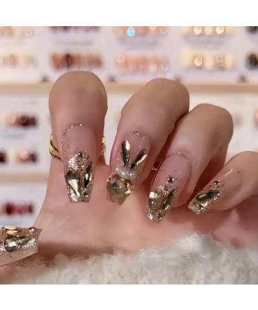 Temperament-enhancing manicure hand-made wearing nail full of diamonds in the New Year versatile wearing nail stickers are white in autumn and winter.(S) - Buy Online on GoSupps.com