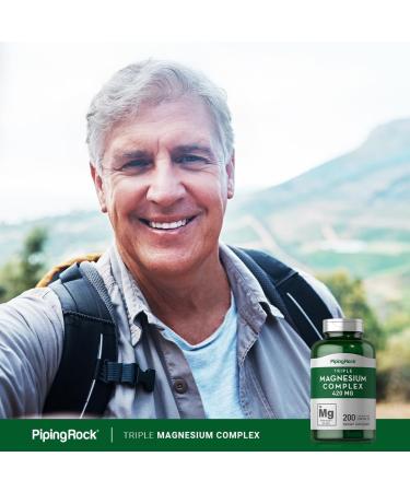 Triple Magnesium Complex 420mg | 200 Capsules | Non-GMO Gluten Free Supplement by Piping Rock - Buy Online on GoSupps.com