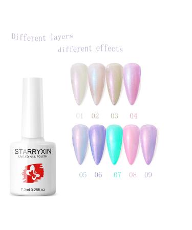 9 Pcs White Mermaid Polarized Glitter Gel Nail Polish Set - Holographic Shell Nail Polish Kit for Manicure Gifts - Buy Online on GoSupps.com
