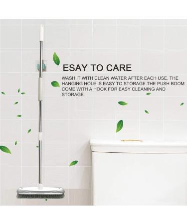 IZSOHHOME Floor Scrub Brush with Long Handle for Cleaning Tile Kitchen Bathroom Patio Wall and Deck.Adjustable Stainless Steel Long Handle-46.5" White - Buy Online on GoSupps.com