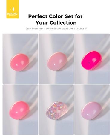 BURANO Poly Extension Gel Nail Kit 6 Colors Builder Set for Beginner & Professional | DIY Poly Nail Gel Kits Starter Kit Nail Art Gift - Pink Glitter (04) - Buy Online on GoSupps.com
