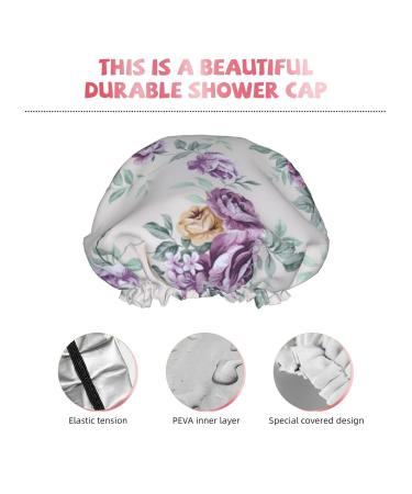 Flower Printed Shower Cap - Waterproof, Fits All Head Sizes & Hair Textures for Women - Buy Online on GoSupps.com