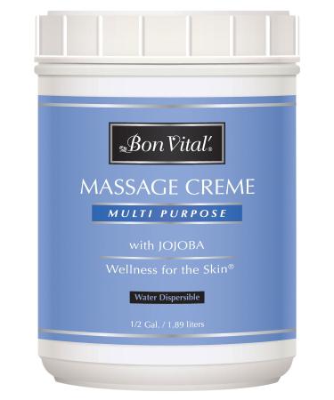 Bon Vital' Multi-Purpose Massage Cr me  Professional Massage Cream with Aloe Vera to Relax Sore Muscles  Increase Circulation & Repair Dry Skin  Full Body Massage Moisturizer Cream  1/2 Gallon Jar