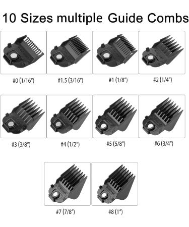 Andis Clipper Guards Set - Kaynway Professional Upgrade Magnetic Comb Guides for Andis Master Clipper 10PCS (Black) - Buy Online on GoSupps.com