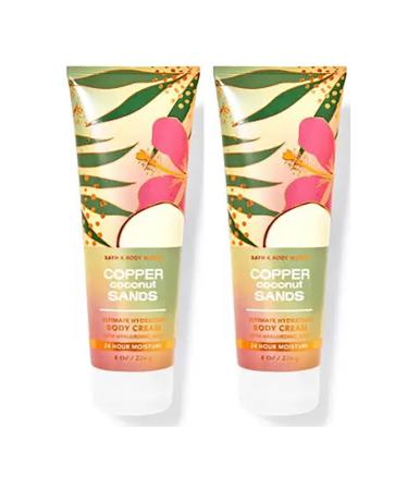 Bath and Body Works Copper Coconut Sands Body Cream Ultimate Hydration Acid Gift Set For Women 2 Pack 8 Oz. (Copper Coconut Sands)