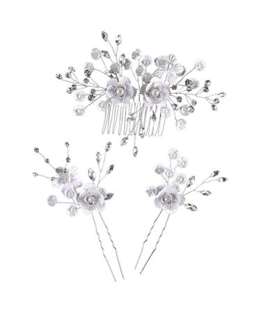 WOFASHPURET 1 Set Hair Jewels for Women Rhinestone Headpiece Bridal Hair Accessories Floral Hair Accessories Bridal Hair Pin Wedding Headpiece Ladies Suits Hair Comb Miss Pearl Flower Beads