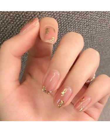 Vatocu quadratic shiny artificial nails French short artificial nails pink for pressing ballerina bling acrylic full cover for sticking on for women and girls (24 pieces)