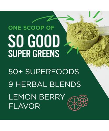 VitaCup Super Greens Powder - Boost Energy, Detox, and Immunity - 50+ Premium Superfoods with Probiotics, Prebiotics, Fiber, Antioxidants, Adaptogens - Berry Lemon Flavor - 30 Servings - Buy Online on GoSupps.com