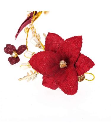 Red Butterfly Headband with Pearl Gold Bridal Tiara | Rhinestone Hair Garland Wreath for Weddings & Parties - International Shipping - Buy Online on GoSupps.com