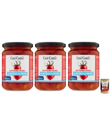 Così Com'è Datterino Rosso, Datterino Red Tomato in Sea Water, Italian Tomatoes, 350g Jar + 400g Box