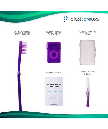 Blue Orthodontic Braces Care Kit | 5-Piece Complete Dental Cleaning Set for Effective Oral Care | Toothbrush Wax Floss & Brackets Cleaner for Braces Maintenance - Buy Online on GoSupps.com