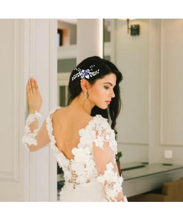 Blue Rhinestone Wedding Hair Comb - Bridal Hair Accessory for Brides and Bridesmaids - Buy Online on GoSupps.com