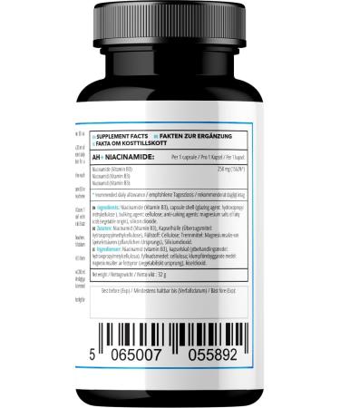 Vitamin B3 (Niacinamide) 250mg - 60 Capsules - 2 Month Supply | Apollos Hegemony - Shop Now for International Shipping - Buy Online on GoSupps.com