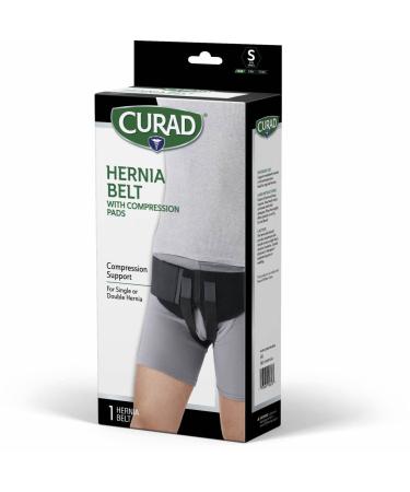 Curad Hernia Belt with Removable Compression Pads - Adjustable Hook-and-Loop Closure Elastic Black Small Size - 1 Each for Effective Support - Buy Online on GoSupps.com