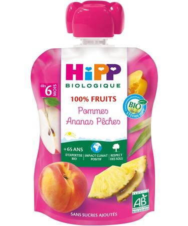 Hipp Organic Set of 6 Apple Pineapple Peach Pouches 90 g - Buy Online on GoSupps.com