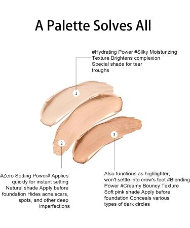 3-Color Cream Concealer Palette Full Coverage Natural Shade Complexion Corrector for Redness Blemishes Dark Circles Foundation - Buy Online on GoSupps.com