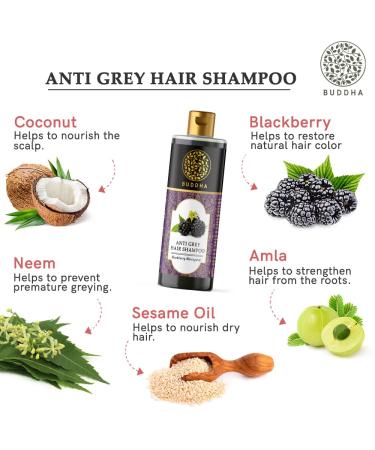 Revitaizing Grey Hair Shampoo - 100% Natural Ayush Certified - 200ml Cleanser for Grey Hair - Dark Purple Color - Buy Online on GoSupps.com