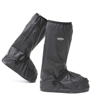 DJZSSXLW Rain Snow Waterproof Shoe Covers Motorcycle Boots Women Men Black (2XL) XX-Large Black4
