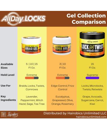 Extreme Hold AllDay Locks Edge Gel | No Flaking, Itching, or Split Ends | Long Lasting Style for Braids, Locks, Twists, Cornrows | 3 oz (Pack of 1) - Buy Online on GoSupps.com