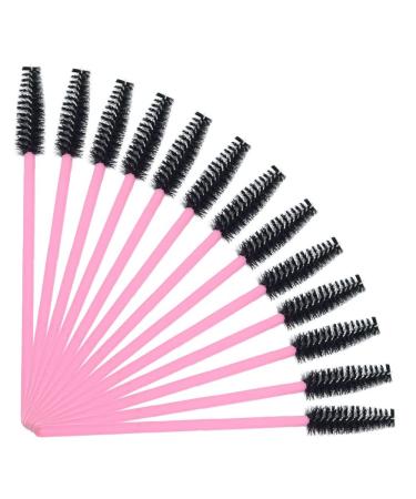 50 Pcs Disposable Mascara Wands Eyelash Brush Spoolies for Eyebrow Eye Lash Extension (Black+Pink)