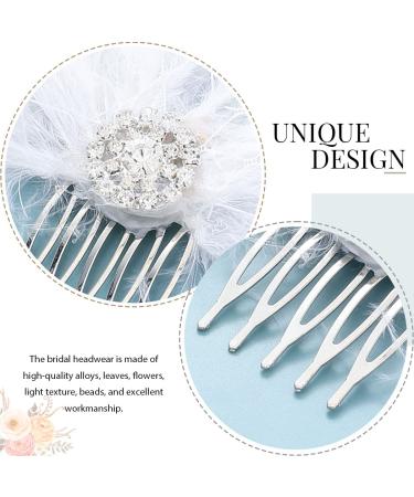 Latious Flapper Feather Hair Comb with White Crystal Gatsby 1920s Clip - Bridal Hair Accessory for Prom & Wedding - Buy Online on GoSupps.com