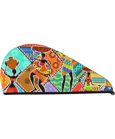 Dancing African Women's Microfiber Hair Towel - Super Absorbent Coral Velvet Wrap for Long Curly & Thick Hair | Quick Dry Hair Cap - Buy Online on GoSupps.com