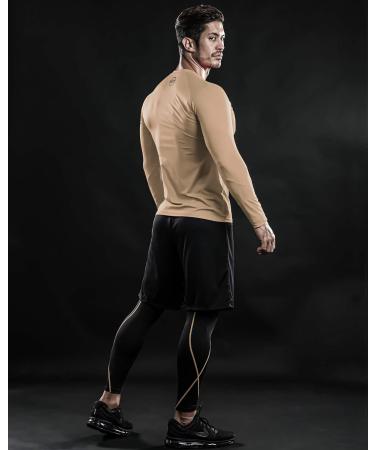 DRSKIN 4 3 or 1 Pack Men's Compression Shirts Top Long Sleeve Sports Baselayer Workout Running Athletic Gym X-Large Round Beige - Buy Online on GoSupps.com