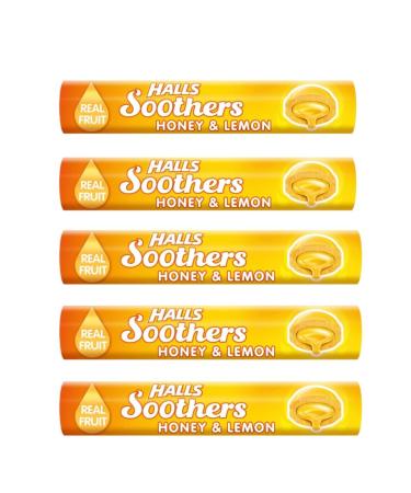 Halls Soothers Honey & Lemon 5 x 45g Bars - Sore Throat Relief Lozenges