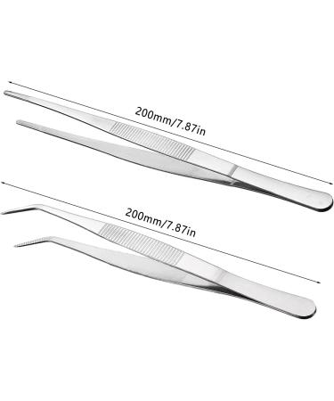Curved Stainless Steel Tweezers 20cm - Professional Slipproof Angled Tool for Pets Corals Cooking & Repair - 2 Pack - Buy Online on GoSupps.com